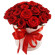 красные розы в шляпной коробке. Новосибирск