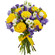 букет желтых роз и синих ирисов. Новосибирск